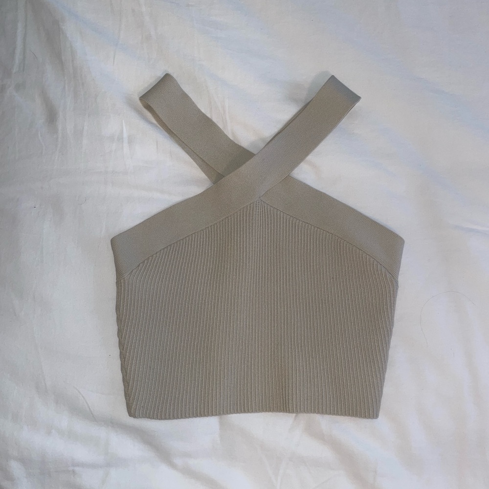 Aritiza Babaton Sculpt Knit Criss Cross Cropped Tank